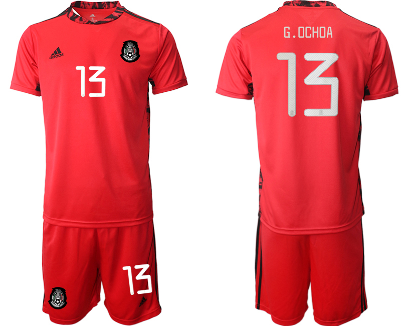 Men 2020-2021 Season National team Mexico goalkeeper red #13 Soccer Jersey
